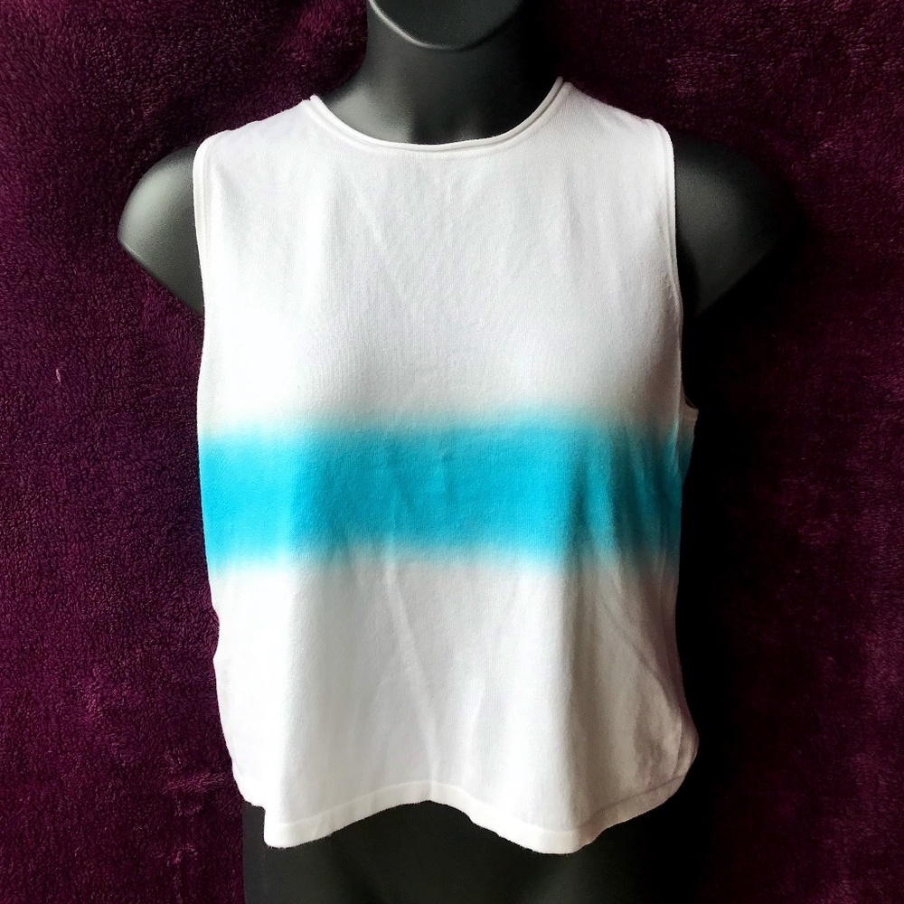 Laura Ashley sleeveless sweater, tie-dye ombré, XL